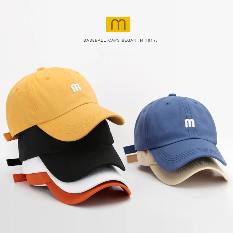 Fashion Baseball Cap for Women Men Embroidery M Letter Hip Hop Snapback Caps Cotton Sun Hats Unisex Solid Color Visor Hats 2024