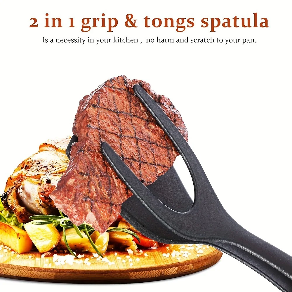 

1pcs 2 In 1 Nylon Grip Flip Pancake Egg Clamp Grip Omelette Spatula Tongs Clamp Pancake Fried Turners Kitchen Accessories