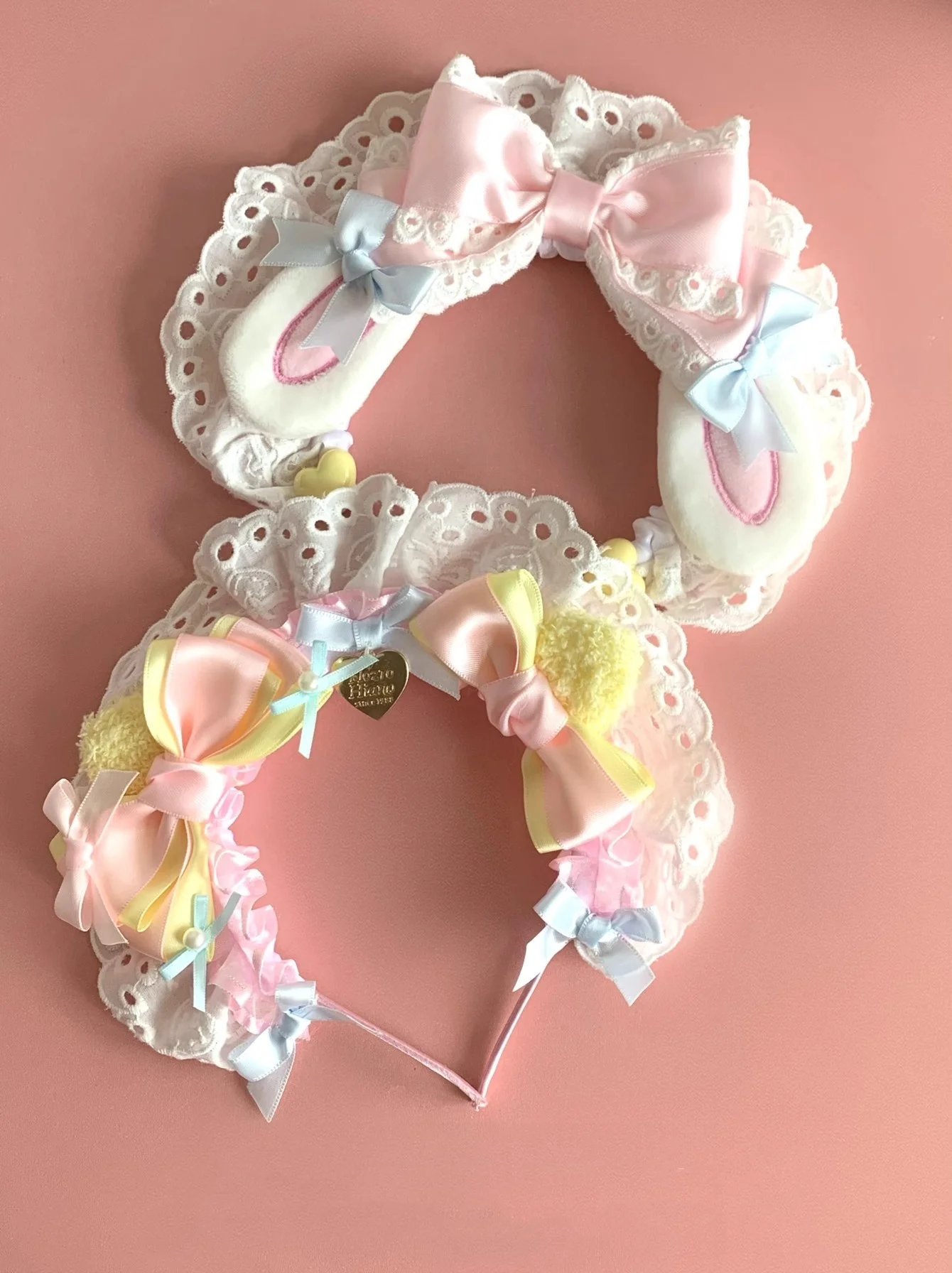 Original Handmade Pink Maid KC Headband Strawberry Cotton Lace Cute Girl Heart Bow Headpice Lolita Sweet Headdress