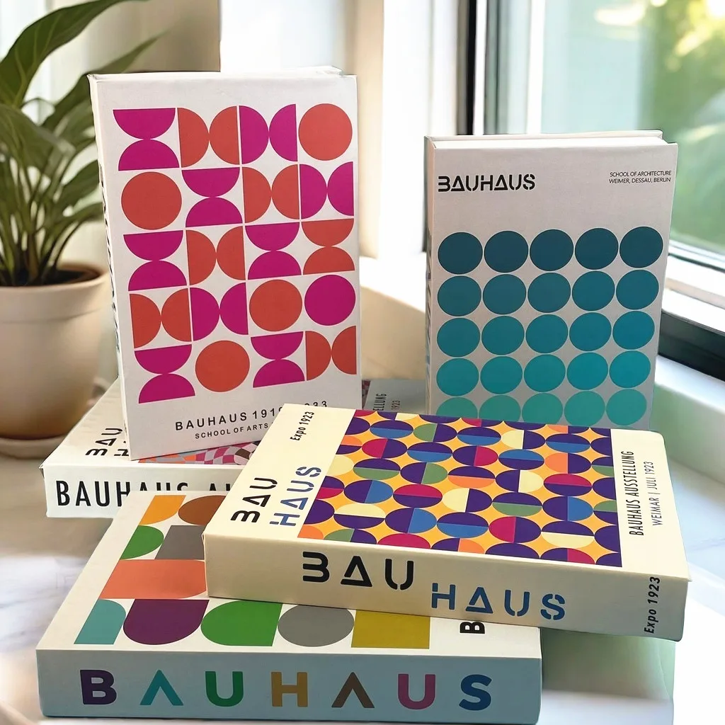 Bauhaus Geometric Color Block Fake Book Storage Box Abstract Decorative Books Matisse Boho Coffee Table Books Bedroom Home Decor