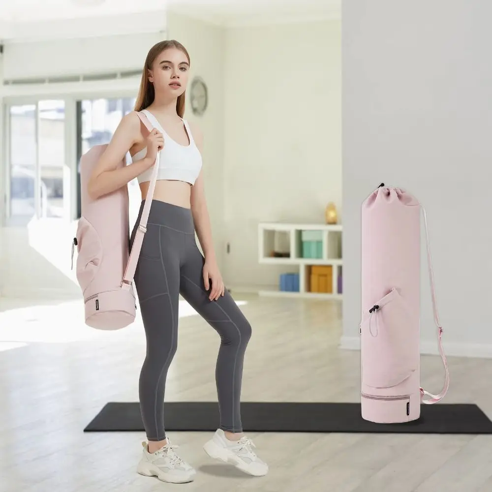 Large Capacity Yoga Mat Bag Adjustable Shoulder Straps Waterproof Breathable Sports Bag Drawstring Portable Exercise Storage Bag