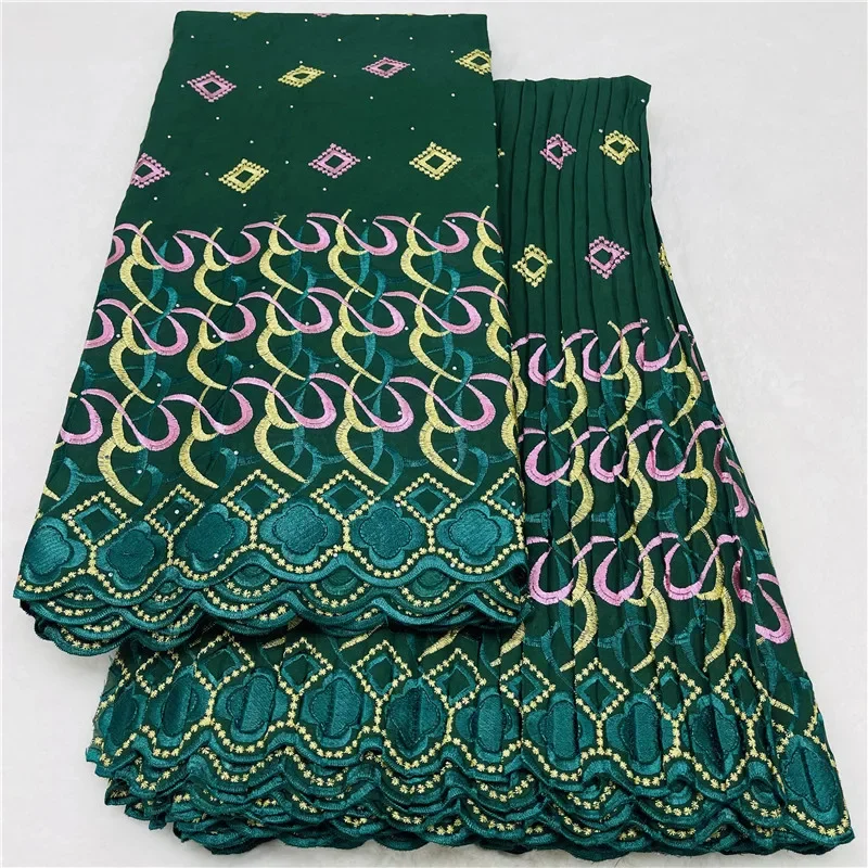 

5 + 5 ярдов, швейцарская вуаль, сухая кружевная ткань, лафая, вышивка, африканский 100% хлопок, популярный стиль в Дубае, материал для вечеринки 12L29705