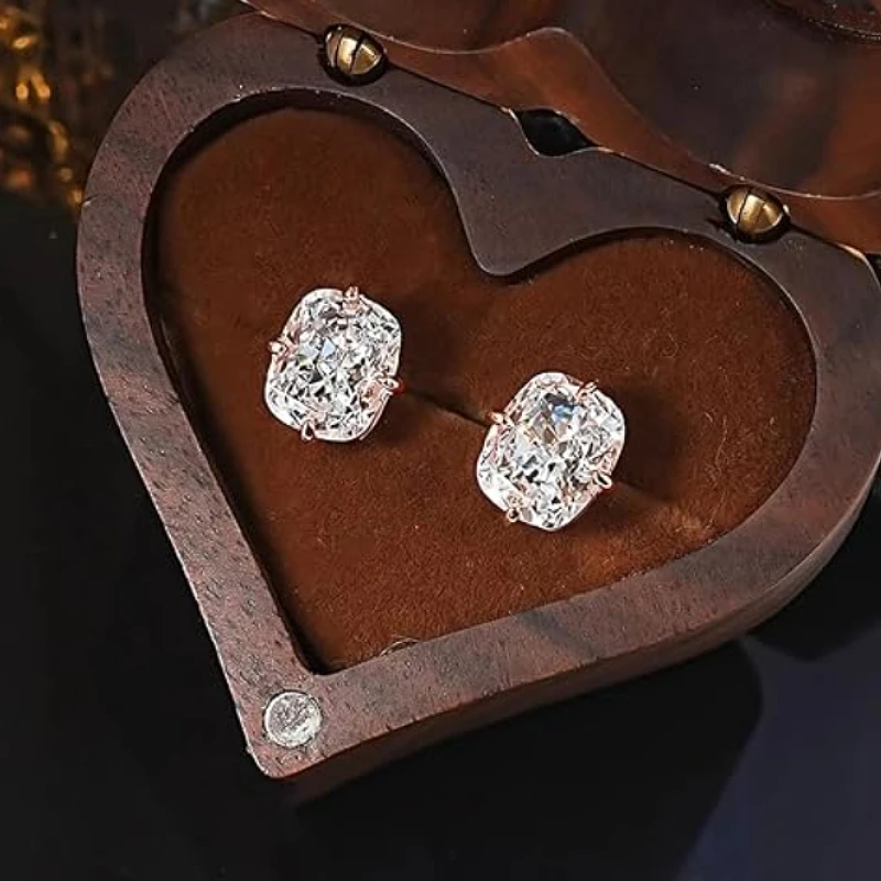 Huitan Damen-Ohrstecker, goldfarben, eingelegt, große weiße CZ, einfacher Stil, Party, Alltag, Accessoires, modisch, vielseitiger Hochzeitsschmuck – Detail 13