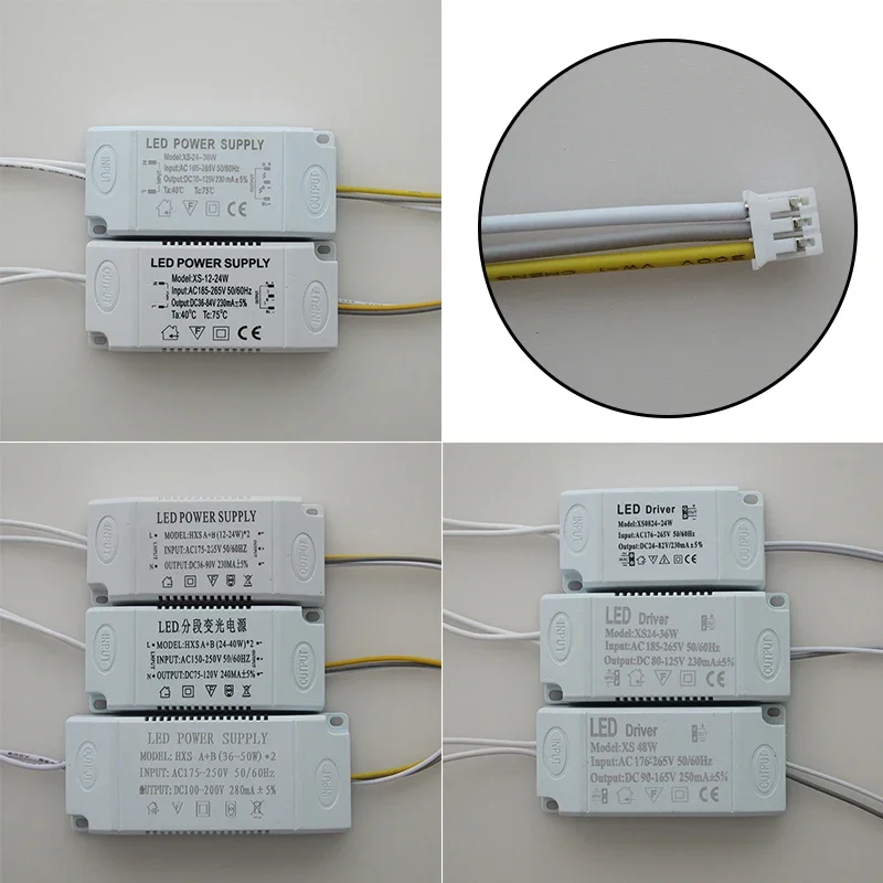 AC176-265V Sterownik LED Segmentowana lampa sufitowa Transformator światła Zasilacz stałoprądowy 24-36W/36-48W/36-50W 230mA