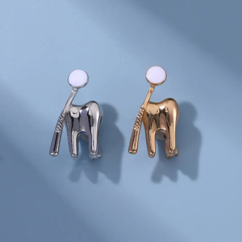 Funny Zinc Alloy Tooth Shape Brooch Enamel Korean Style Dentist Nurse Enamel Pins Pin Geometric Ladies