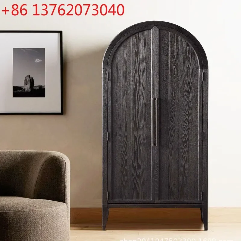 

American retro arched wardrobe French solid wood storage cabinet living room entrance decorative cabinet