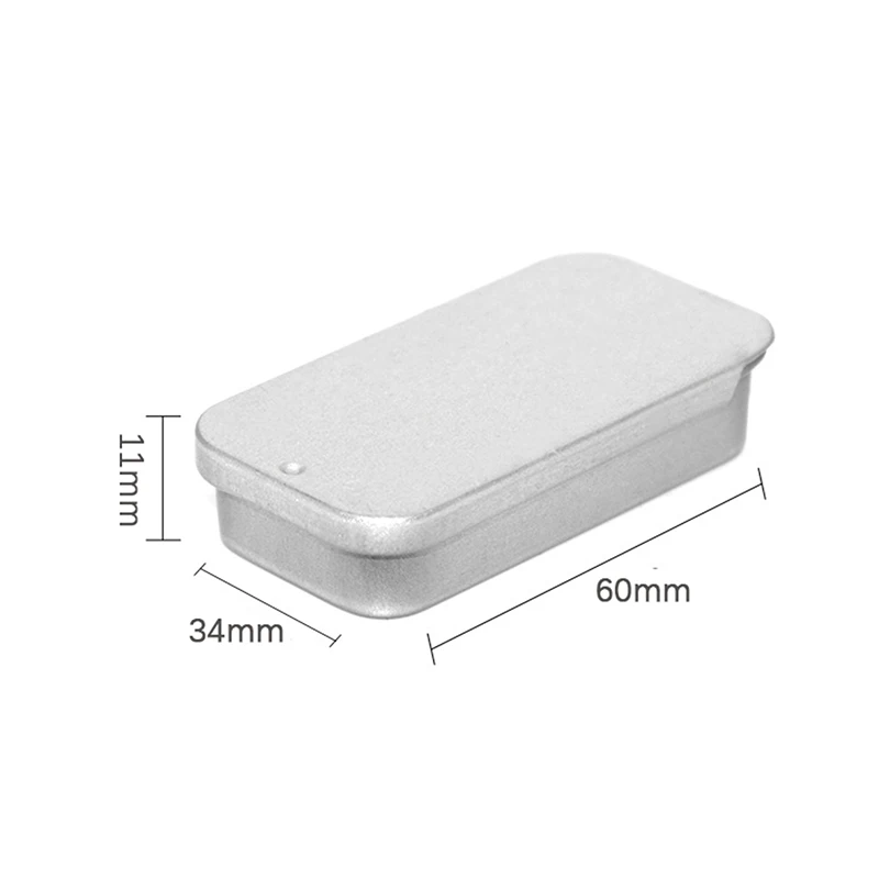 Metal Rectangular Empty Mini Tin Box Tinplate Push Candy Pill Cases Bins Jar Hinged Containers Small Organizer Storage Box