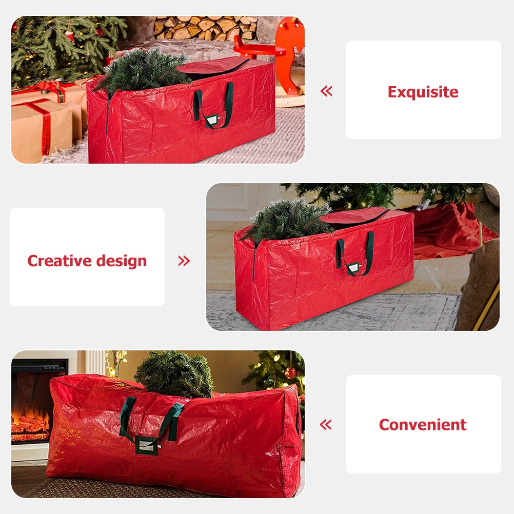 

Waterproof Christmas Zippered Pouch With Handles Large Capacity Household Organizer For Holiday Xmas Tree Carrier Storage
