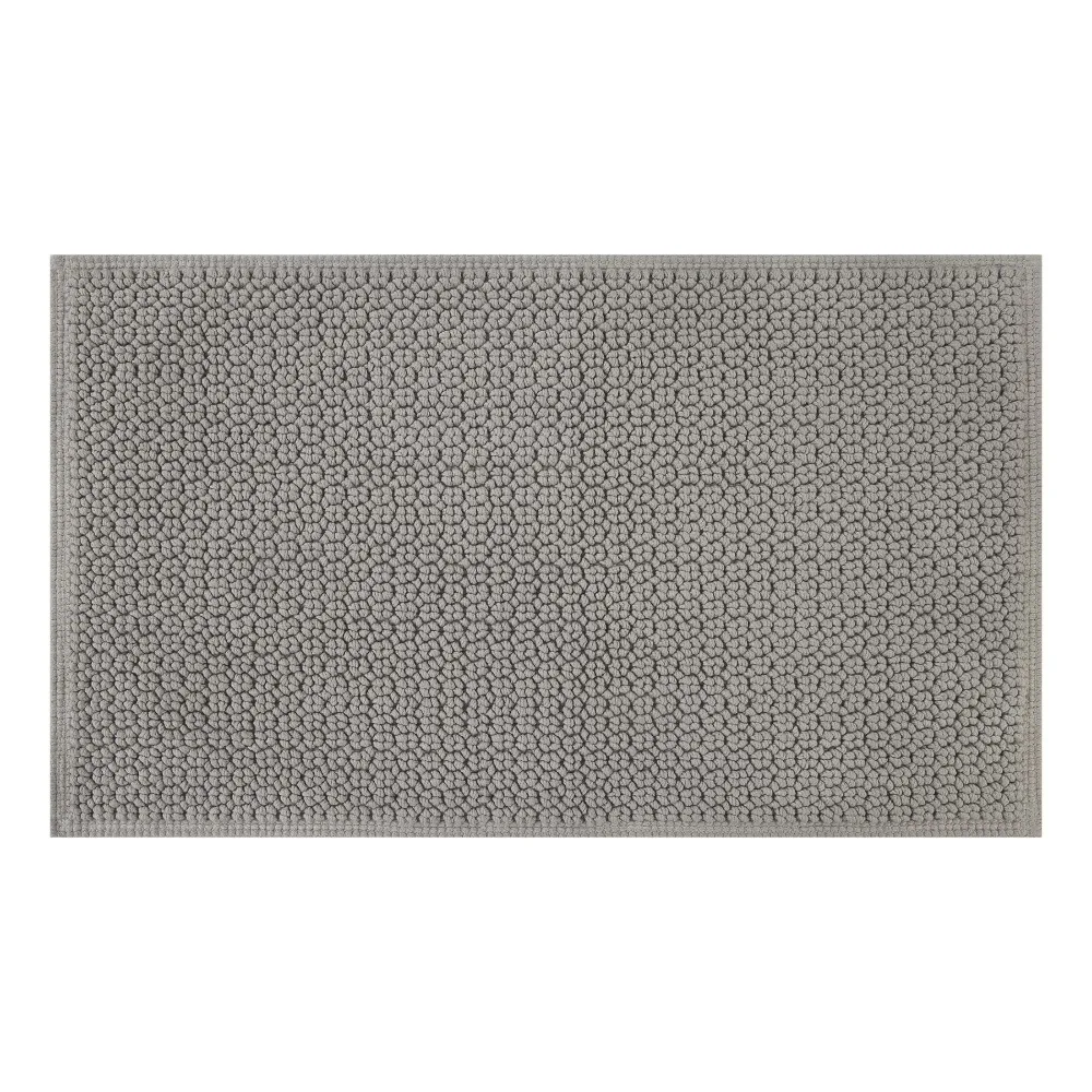 

Soft Silver Cotton Looped Bath Mat Non Slip Absorbent Bathroom Rug 20 x 34 Inches