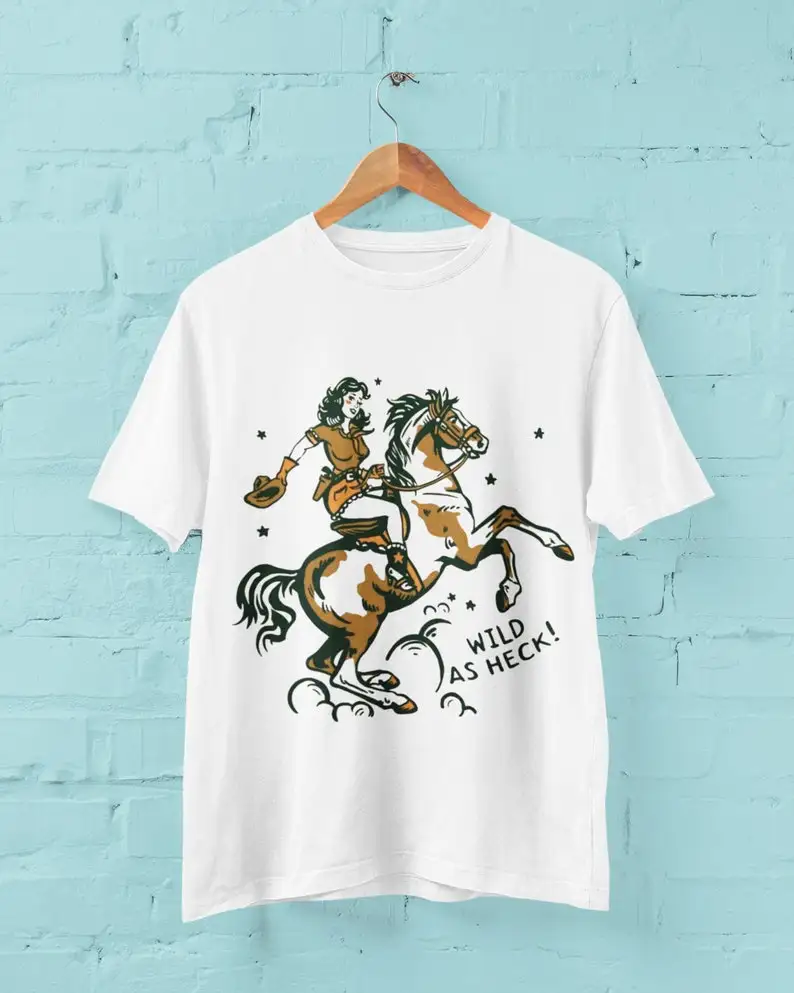 

Retro Western TShirt PinUp Cowgirl Graphic Tee Vintage Cowgirl Shirt Men's & Women's Western Fashion