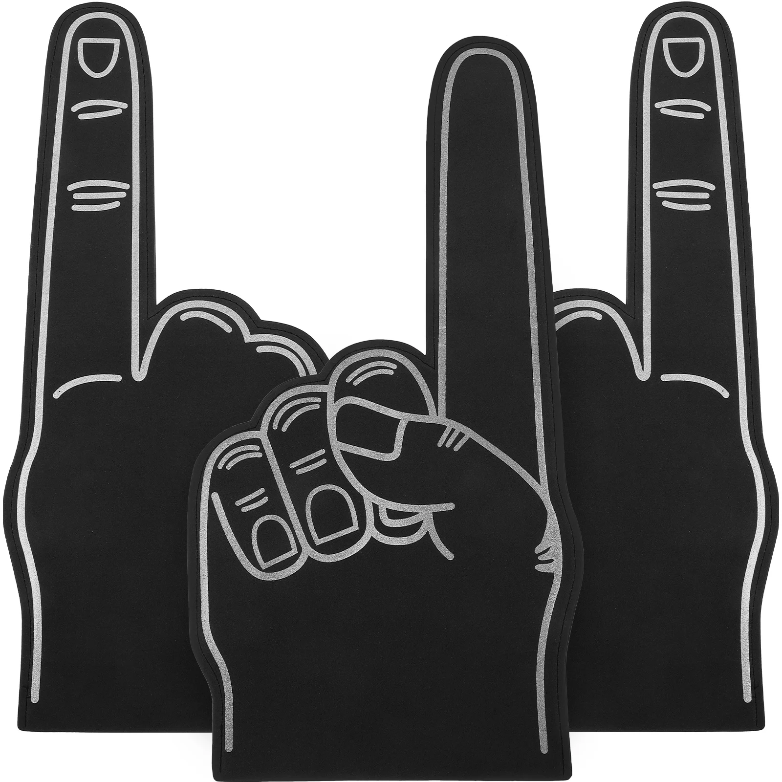 Giant Foam Finger Bulk Fingers Black Athletic Tape Foams Pointer for Sports Men and Women