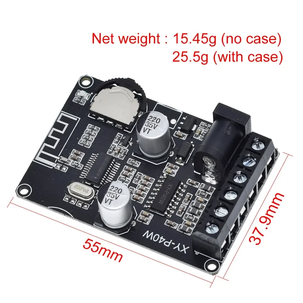 1/3PCS Bluetooth 5.0 stereo audio power amplifier board 40Wx2  Bluetooth receiver DC 12/24V supply XY-P40W