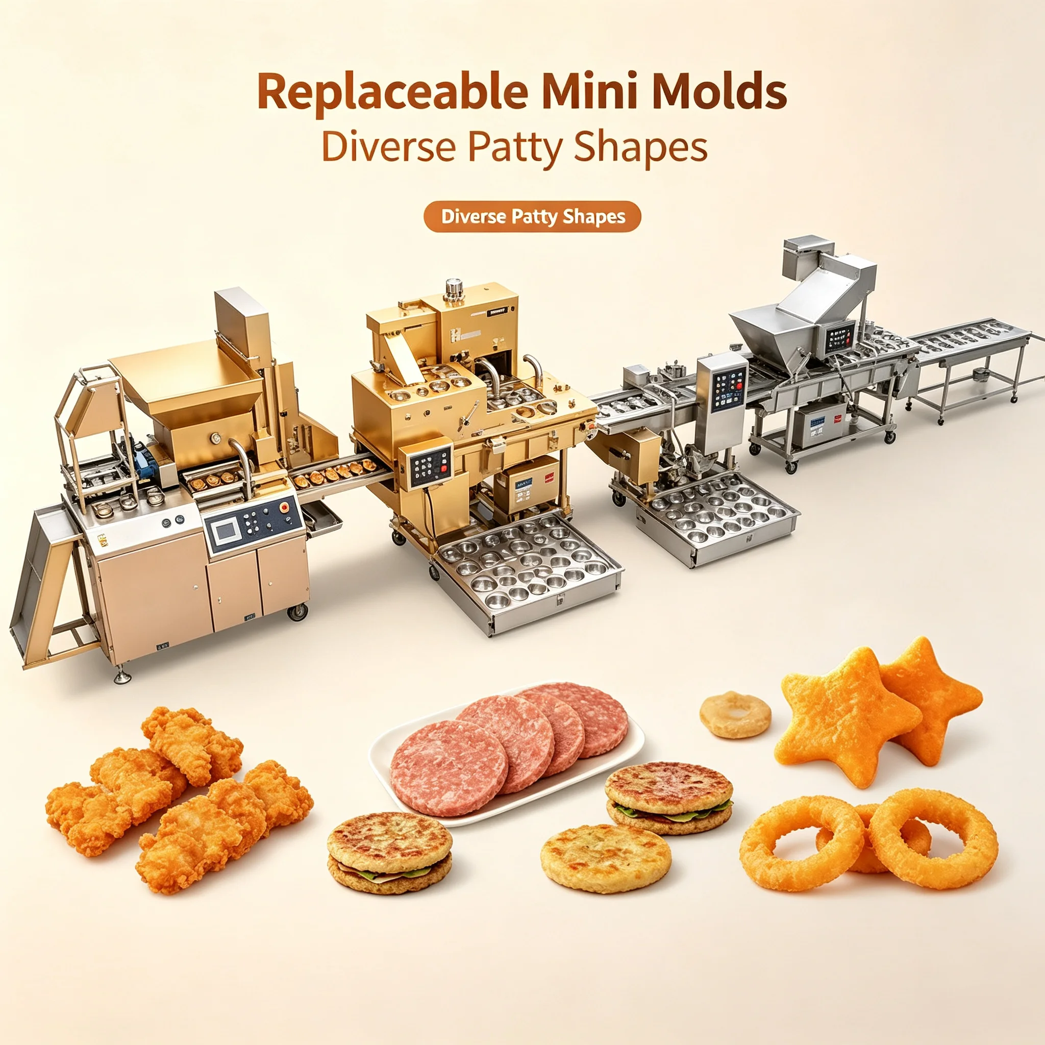 Labor‑saving Full‑auto Forming Setup for Chicken Nugget Hamburger Patty Cut Manual Workload For Food Workshop