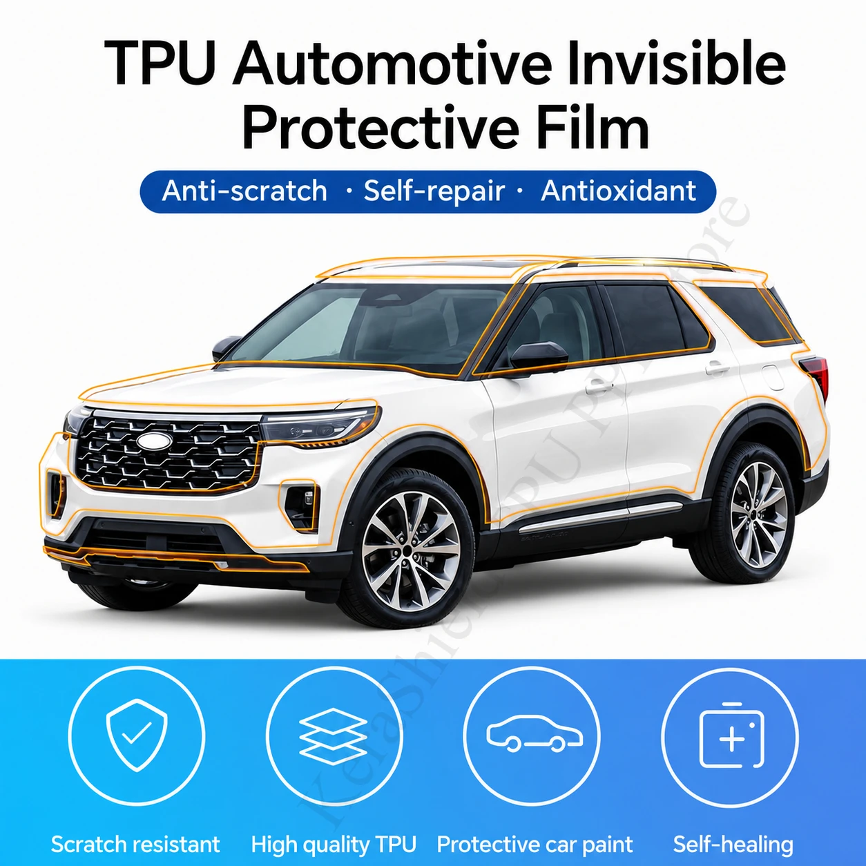 For Ford Explorer 2025 2026 Precut PPF TPU Car Paint Protection Film Clear Bra Scratch Resistant Self-adhesive Repairable Cover