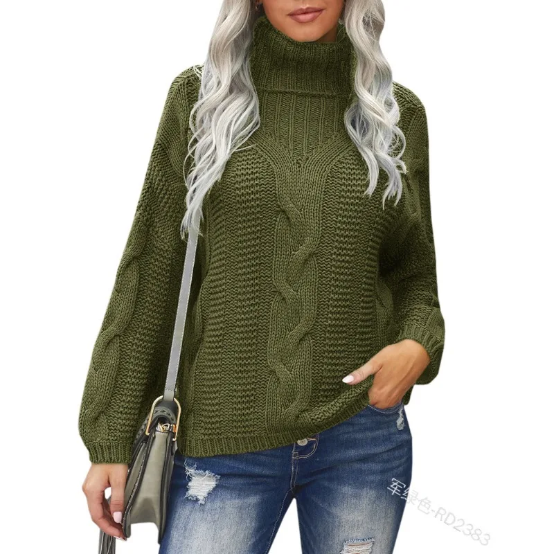 Women Autumn Winter Long Sleeve Turtleneck Loose Knitwear Y2K INS Clothes Elegant Knitted Pullover Top