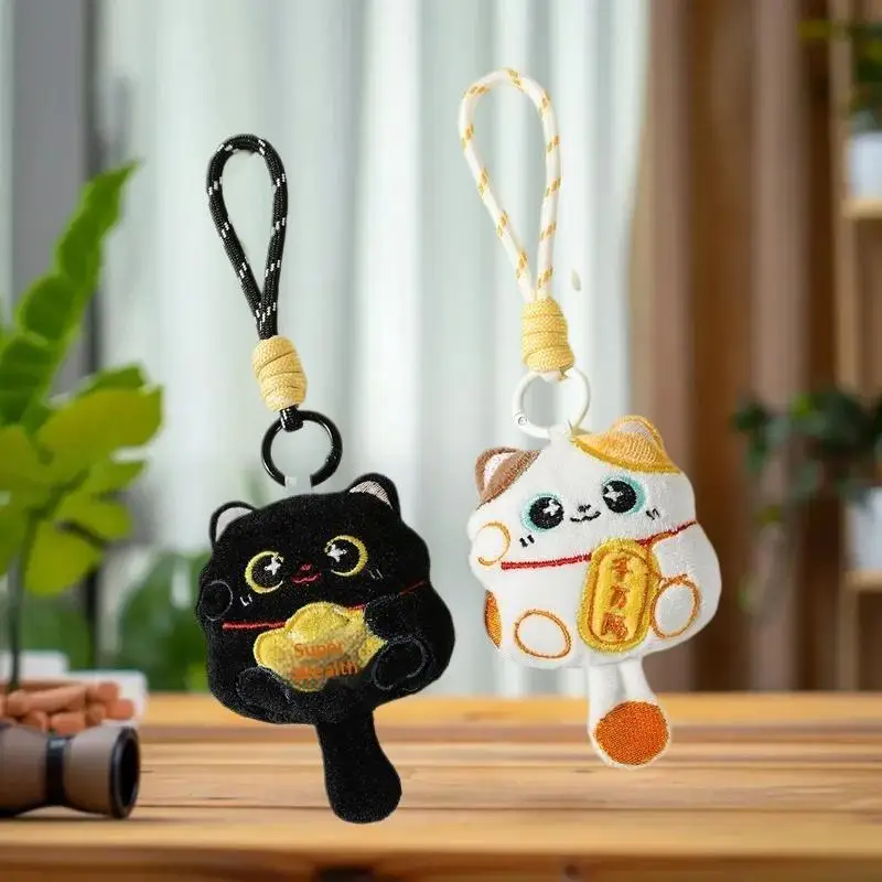 1/2PCS Cute Lucky Cat Mascot Plush Doll Stuffed Toy Keychain Pendant Lanyard Bag Hanging Chinese New Year Blessing Souvenir Gift