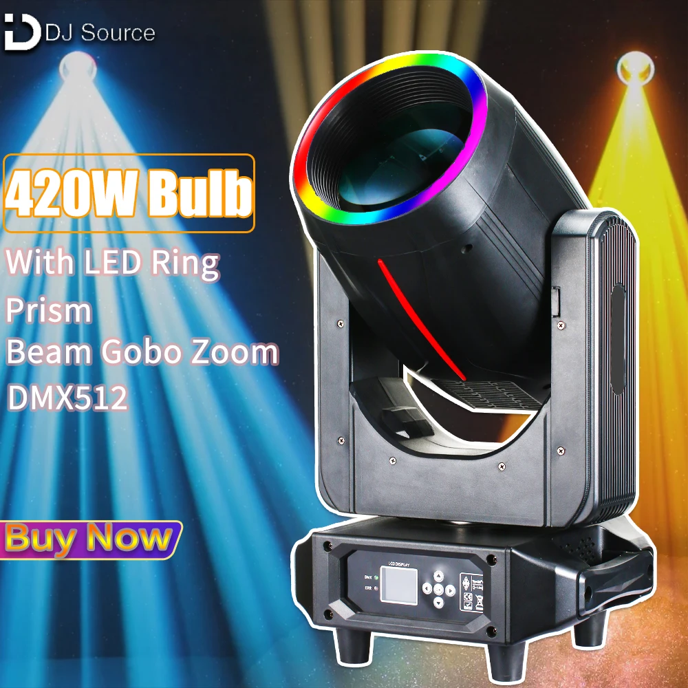 Bulb 420W Moving Head Beam Gobo Light With Atomization Zoom LED Ring Stage Lighting Lamp Rainbow Prism DMX512 For DJ Disco Bar