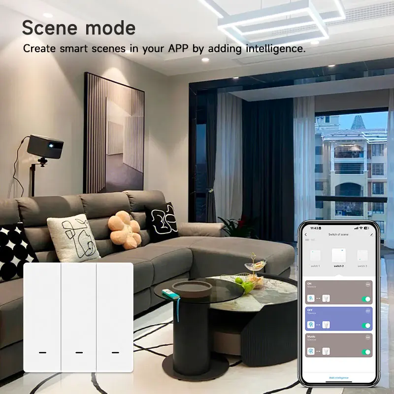 Tuya Zigbee Smart Switch 1/2/3 gang Wireless Wall Push Button Scene Switch Battery Powered Smart Home Smart Life Remote Control