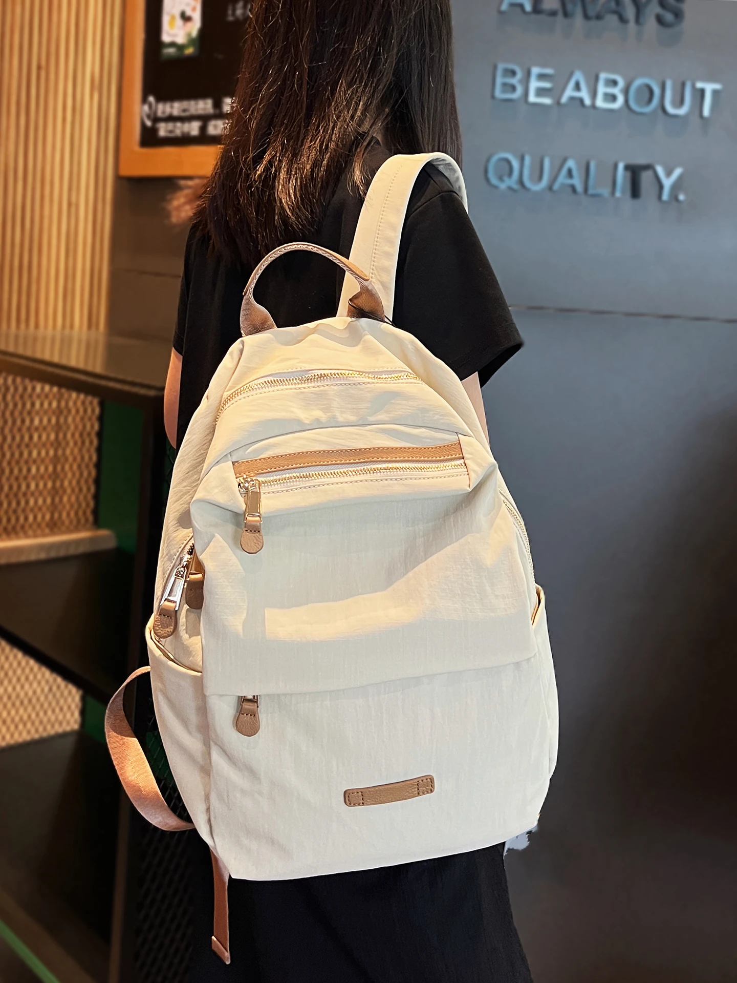 2026-new-women's-canvas-backpack-large-capacity-waterproof-travel-versatile-bookbag-soft-handle-zipper-closure-spring-collection