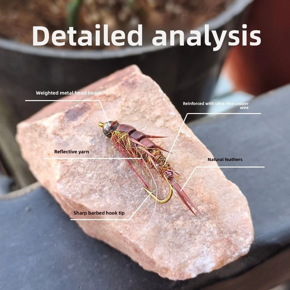5 قطعة مجموعة إغراء مجموعة الكربون الصلب يطير الصيد هوك رمادي اللون حورية تصميم يطير الطعم Stonefly نمط أدوات الصيد Grayling الصيد
