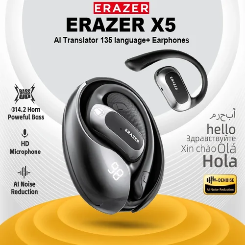 ERAZER X5 OWS auriculares Bluetooth auriculares inalámbricos deportivos llamada cancelación de ruido auriculares oreja abierta AI traductor auriculares