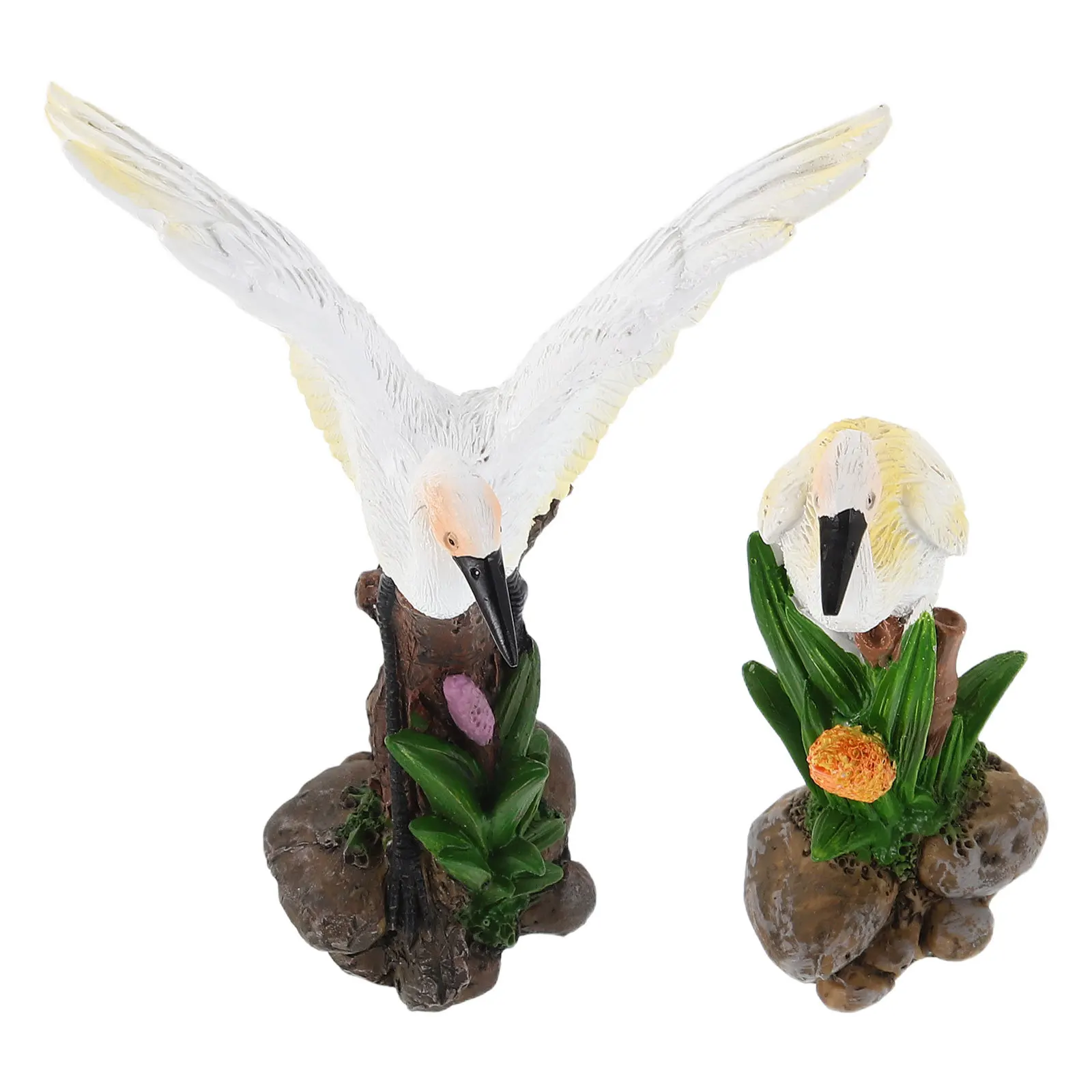 

2Pcs Resin Sculpture Decorative Bird Garden Statue Realistic Design for Home Bonsai Micro Landscape Ornament