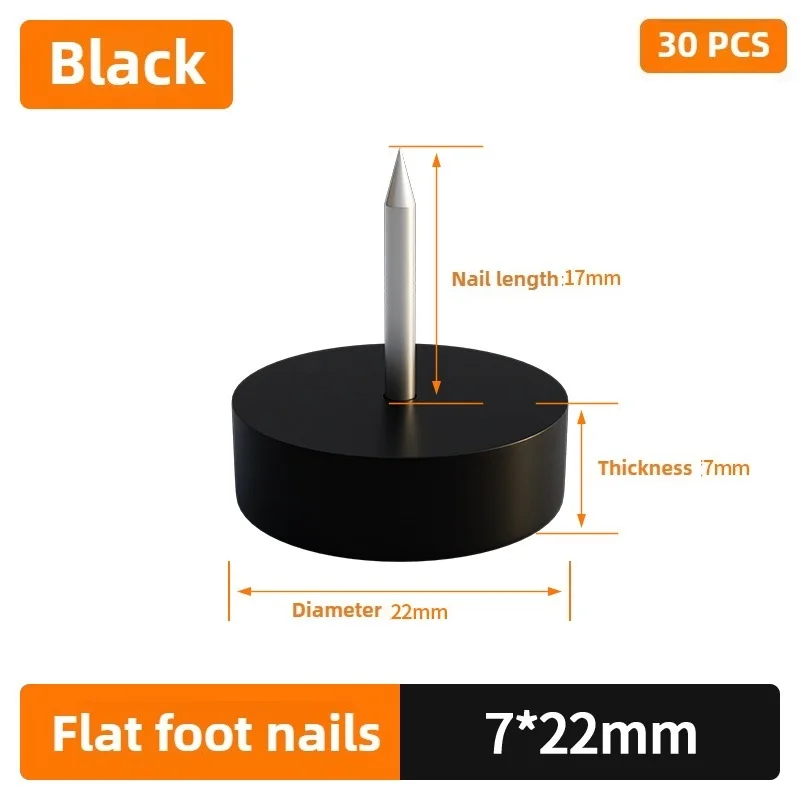 20pcs Furniture Feet Nails Stick-on Glide Skid Pad Screw-in 16/18/20/22/25mm flat Round Chair Table Leg Protector rubber view 5