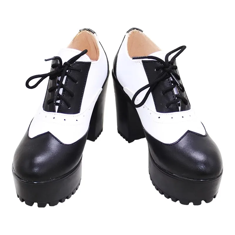 Buty Cosplay z pijawką, skręconą krainą czarów, oktavinelle, wiążą ze skórzanymi butami w kształcie serca