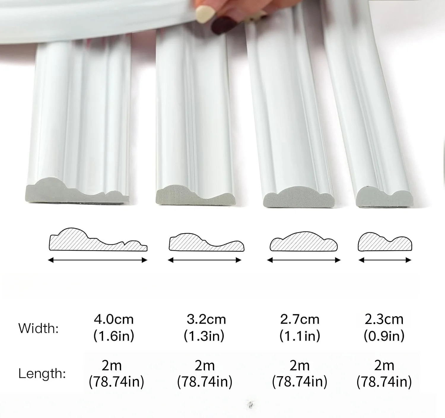 Self-Adhesive Wall Trim Molding，Peel and Stick Flexible Wall Decor Strips，Self-Adhesive PVC Decorative Strips