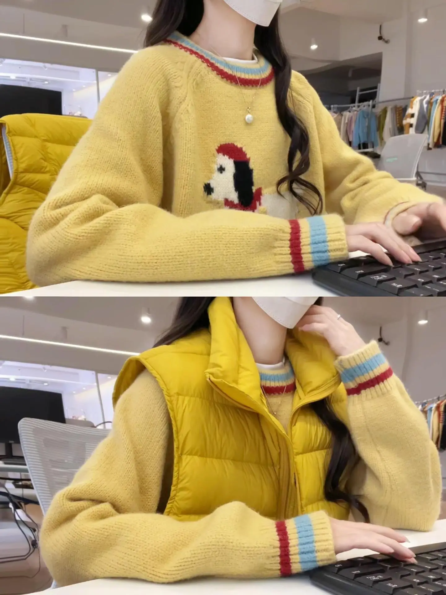 الكورية Sle الكلب نمط محبوك سترة المرأة الخريف الشتاء جديد وصول التخسيس أعلى لينة مريحة طويلة Sve جولة Ne