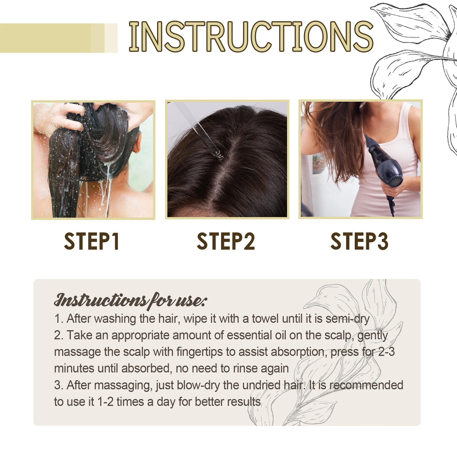 60 مللي زيت إكليل الجبل لنمو الشعر أكثر سمكًا وأقوى تقليل الكسر علاج فروة الرأس مغذي للعناية بالشعر لجميع أنواع الشعر #6