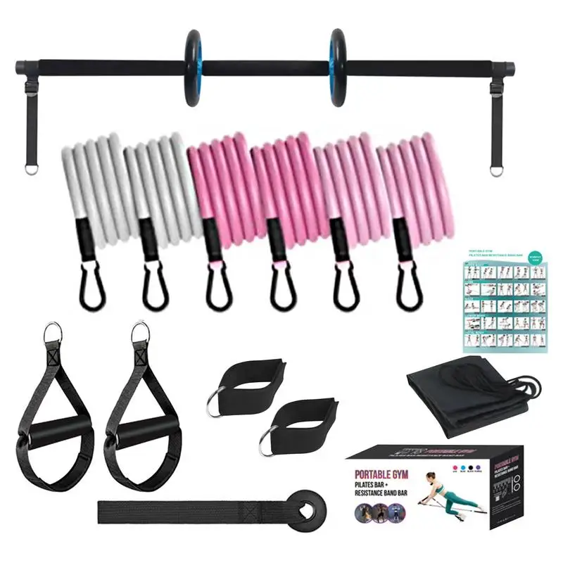 Pilate Bar Kit Workout Bar With Resistance Bands Portable Core Strength Training Equipment Portable Home Gym Pilates Bar Kit For