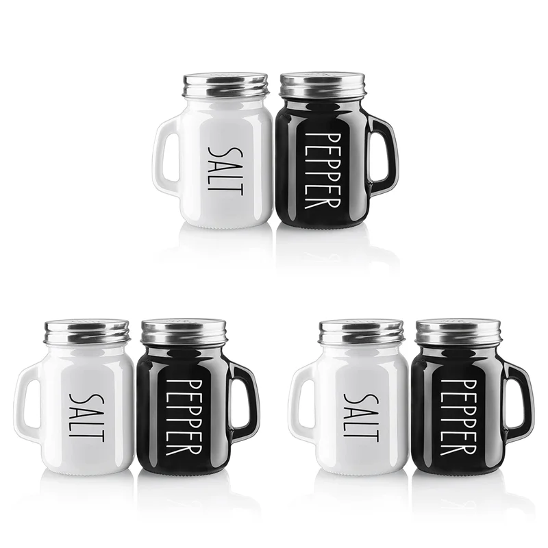 

ABMH-6X Farmhouse Salt And Pepper Shakers Set, 4 Oz Cute Salt Pepper Shaker, Modern Farmhouse Kitchen Decor