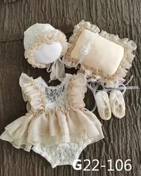 Lace Romper Bodysuits Newborn Photography Props Baby Hat Headband Bodysuits Outfit Baby Girl Dress Costume Photography Clothing