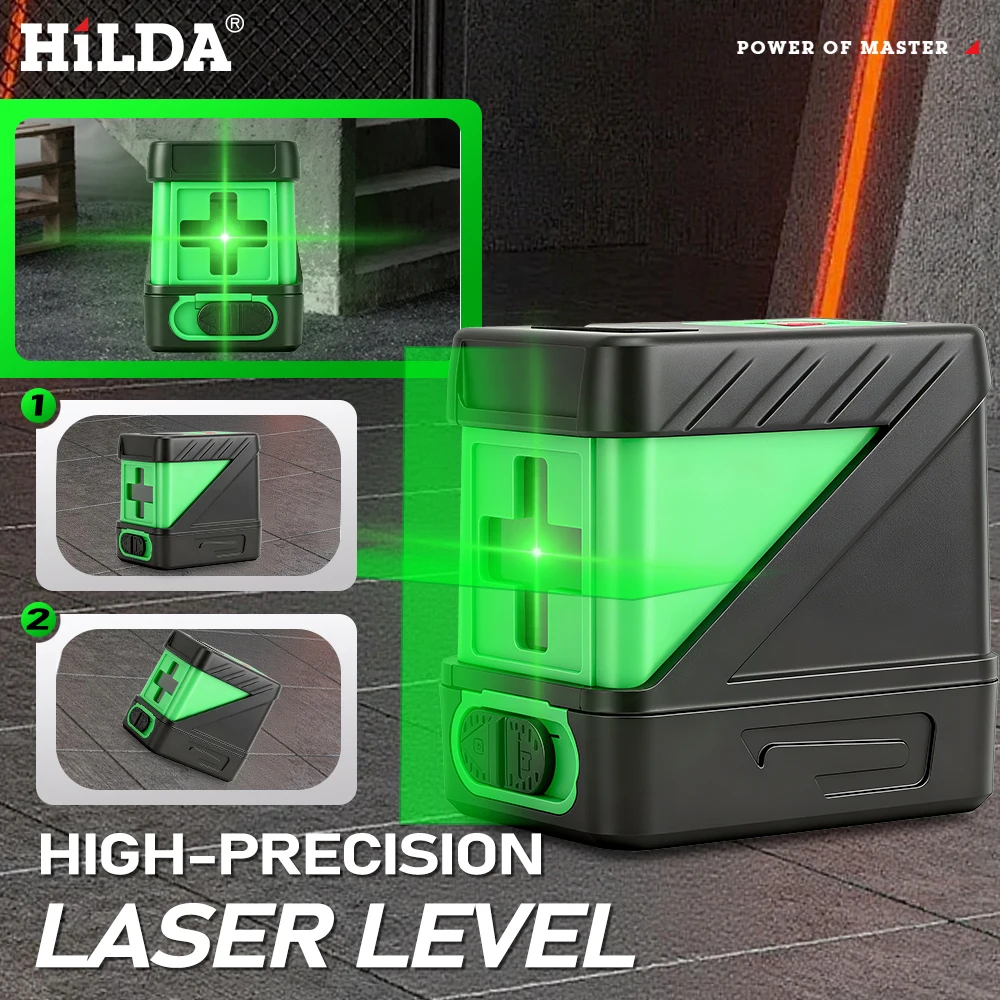 Auto Nivelamento Vigas Verdes Nível Laser, Horizontal e Vertical Cross-Line, 2 Linhas
