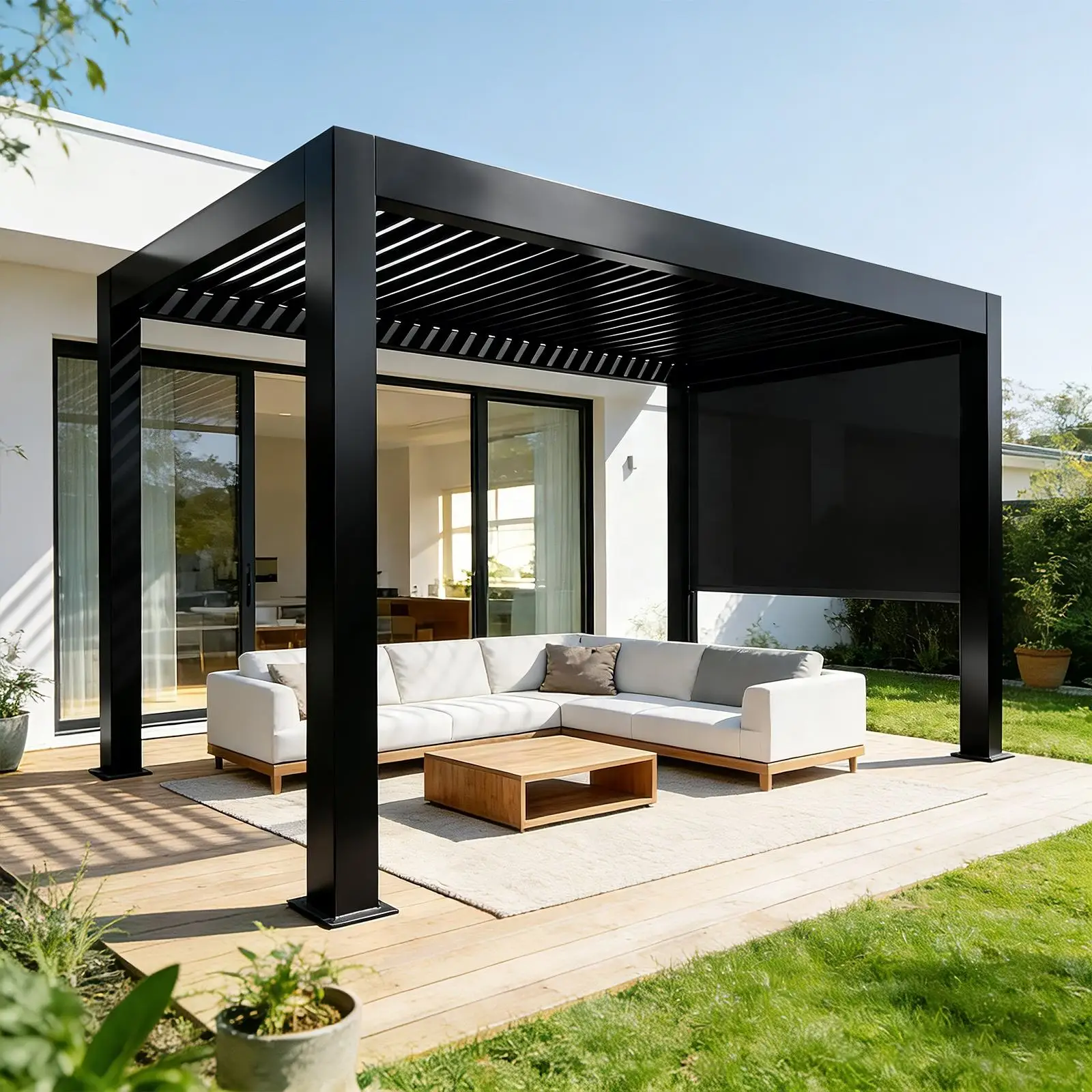 Heavy Duty Aluminum Alloy Eco Friendly Pavilion Multiple Size Customized Outdoor Fashion Pergola Affordable Rainproof Gazebo