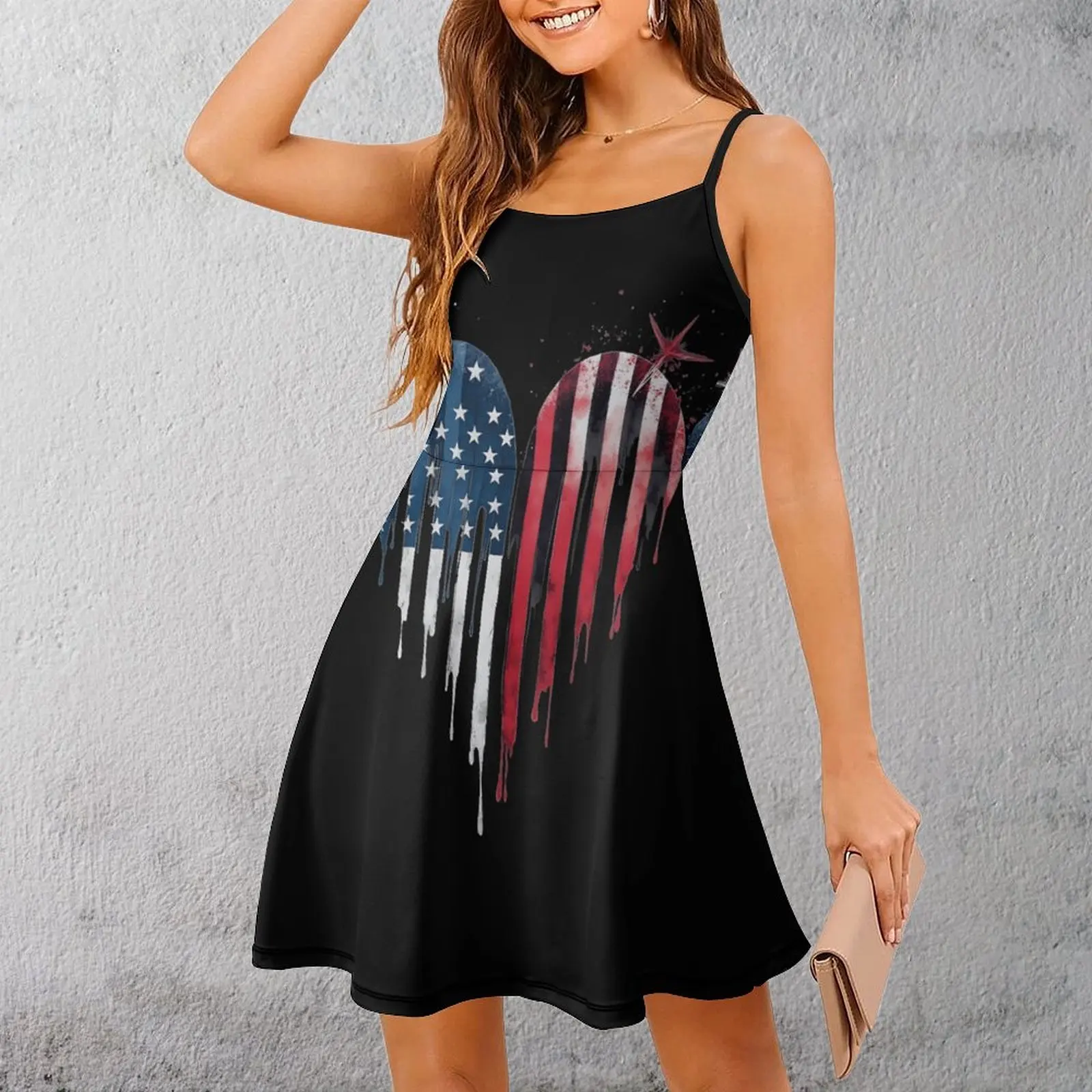 

Экзотическое женское платье, платье на подтяжках, свитшот с американским флагом, женское платье на бретельках, уникальные клубные шутки