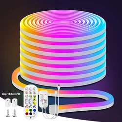 10M/32FT RGB Neon Led strip Lights, 12V 108LEDS/M IP68 Silicoen Neon Rope Light with music SYNC ,16millon Color For ROOM party