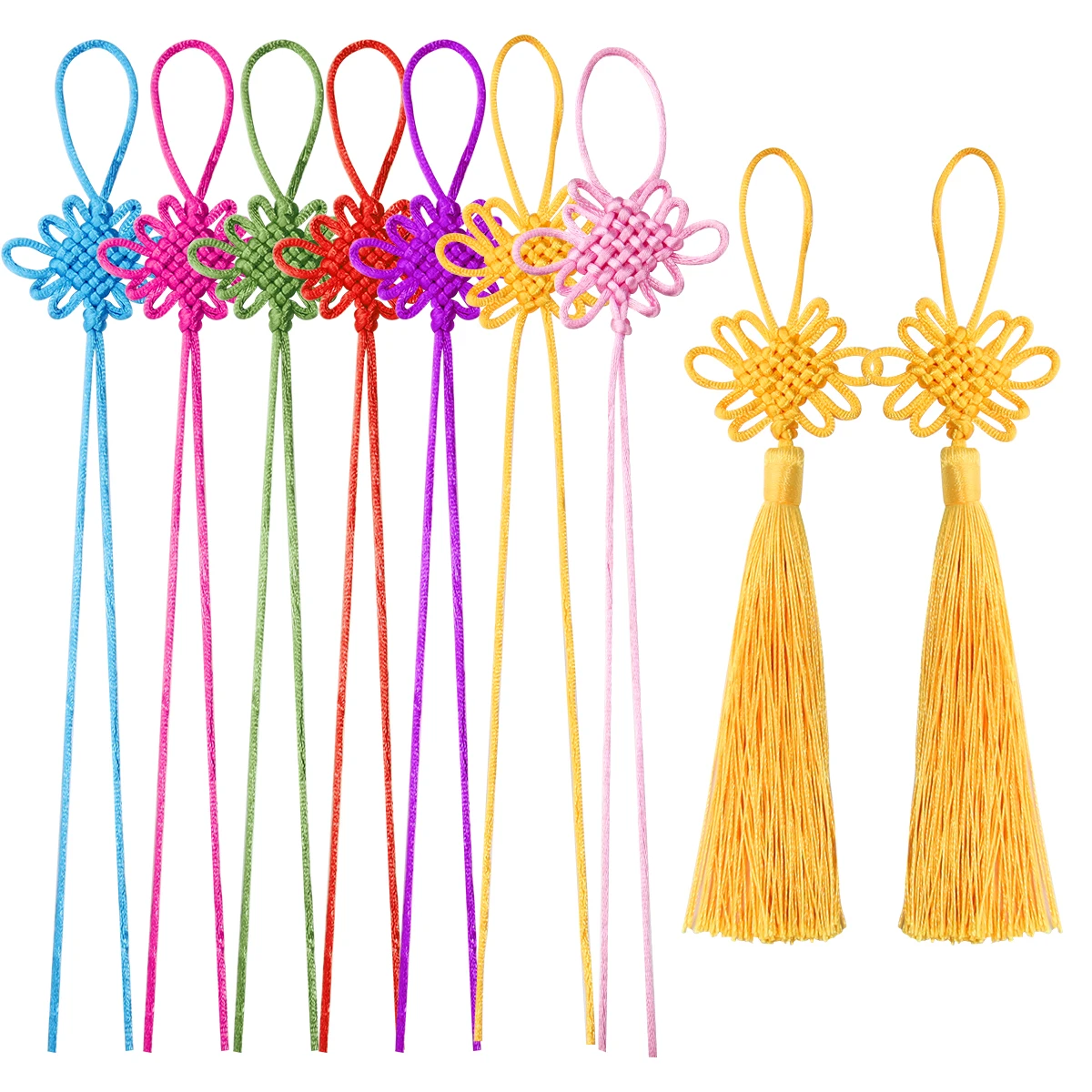 10 pezzi nodo cinese nappa di seta ciondoli con frange multicolori Festival di primavera Oranments festivi per tende fai da te accessori per la casa