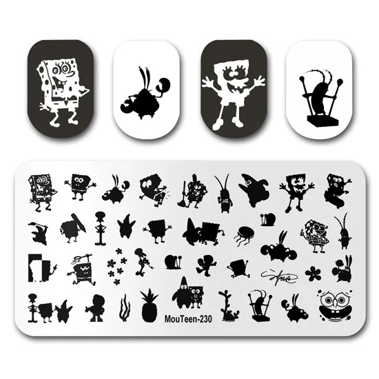 Nail Stamp Plate MouTeen-232 Big SpongeBob Nail Stamping Plates Manicure Set For Nail Art Stamper