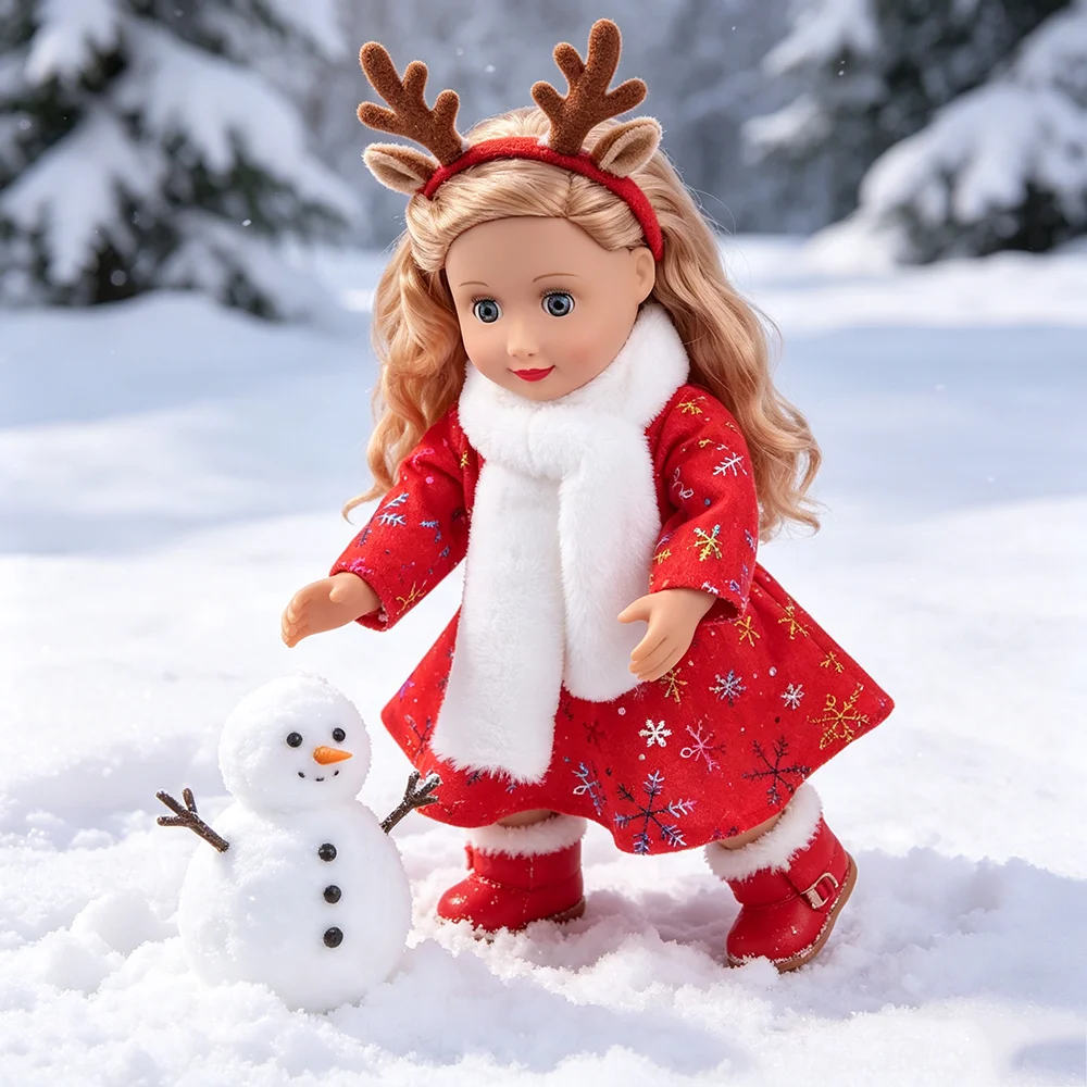 18 inch doll holiday dress Gqtwoy 18 Inch Doll Clothes Christmas Dress, Glossy Doll Outfit, Holiday Dress Up Costume, Unique Design for 18 Inch Dolls, Perfect Gift for Ages 3 to 6
