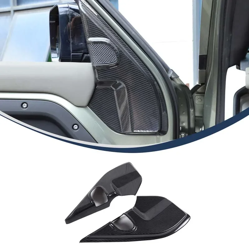 For Land Rover Defender 90 110 130 2020+ real carbon fiber car interior A-pillar horn cover sticker car protection accessories