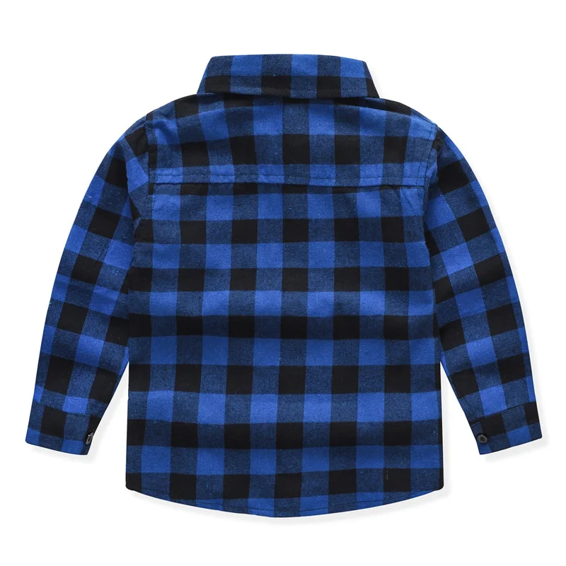 2023 New Toddler Boys Shirts Spring Autumn Kids British Style Long-sleeved Shirts Cotton Plaid Print Shirts Children\'s Clothing