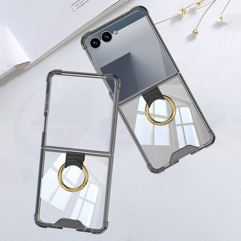 

Silicone Airbag Corner Soft Case for Samsung Galaxy Z Flip 7 6 5 Shockproof Protective Ring Holder Cover For Galaxy Z Flip7 Case