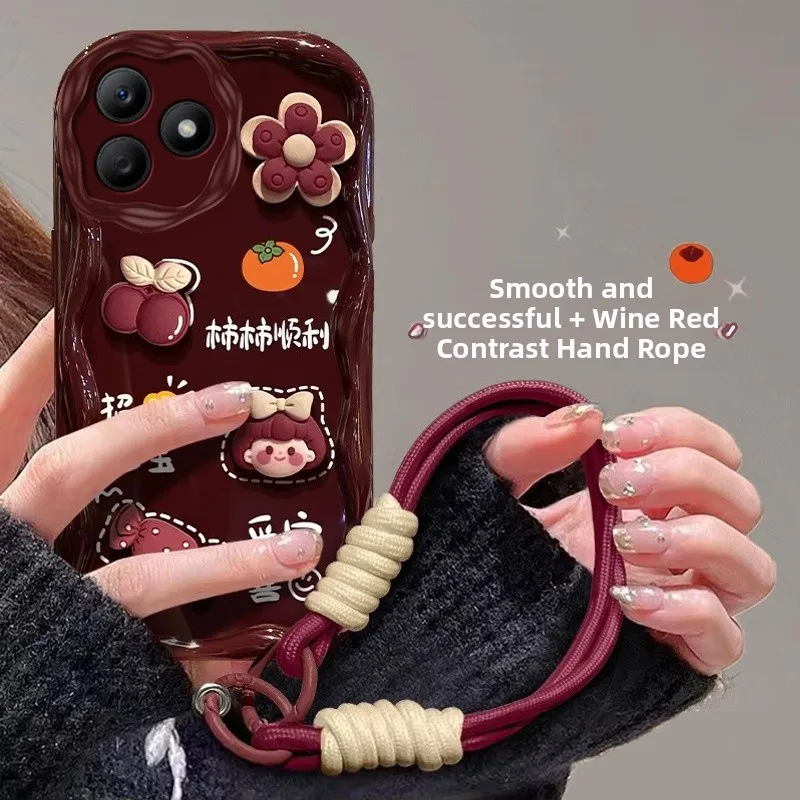   X50i/Plus Capodanno Edition Custodia per telefono Vino rosso Colore Cartoon Sle Custodia protettiva in silicone ell per X40gt X30i