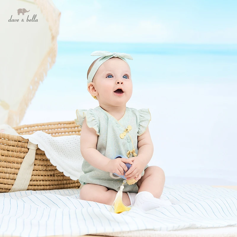 Dave Bella Baby Clothes Summer Clothes Newborn Antibacterial Cool Sense Jumpsuit Female Treasure National Style DB2234760