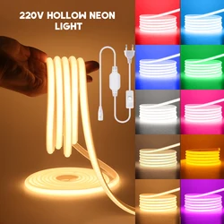 220V Switch COB LED Neon Strip Light 288LED AC EU Power Plug Kit White Pink Red 10 Color Waterproof Flex Tape Home Kitchen Decor