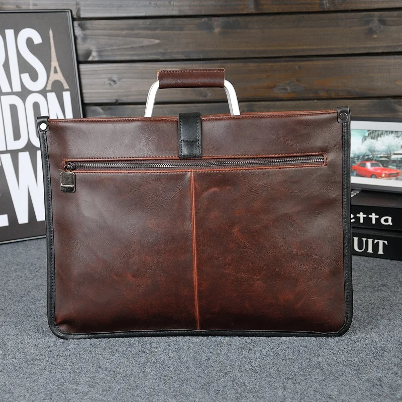 Luxury Crazy Horse Leather Business Briefcase Male High-quality Crossbody Shoulder Bag Men Laptop Bag Man Handbag Briefcases