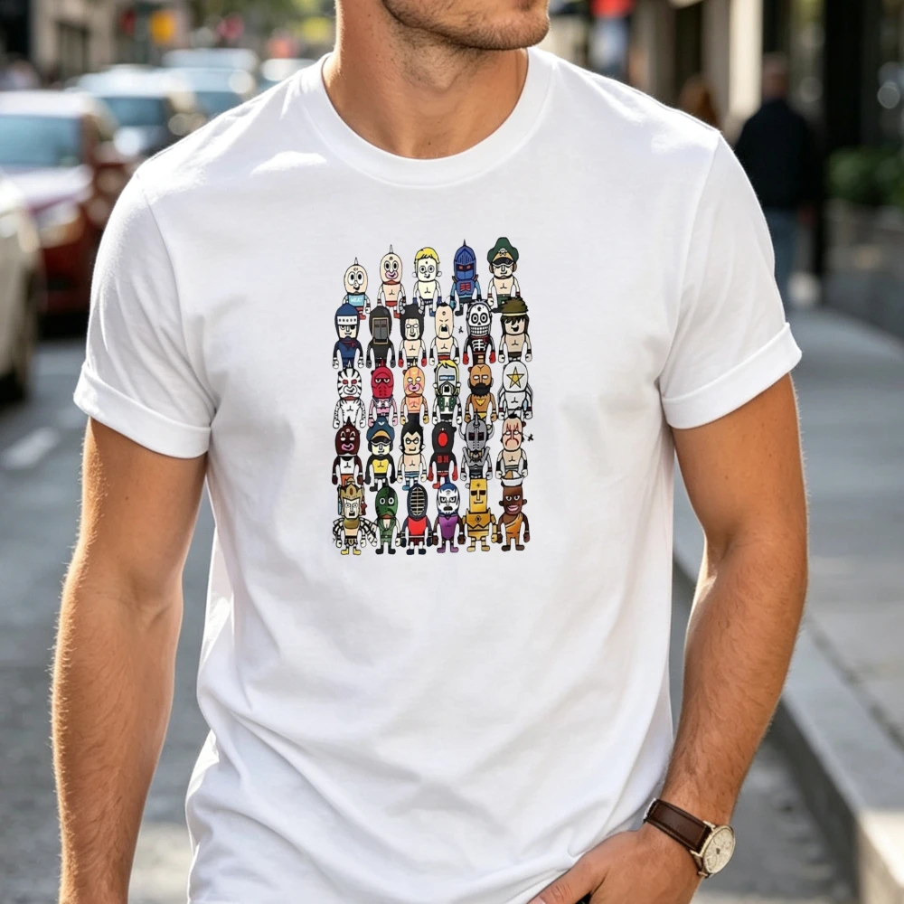 Wrestler Characters Collection Graphic Tee Tshirt Summer Casual O Neck Short Sleeve Wrestling Lover Streetwear Tops Men Clothing
