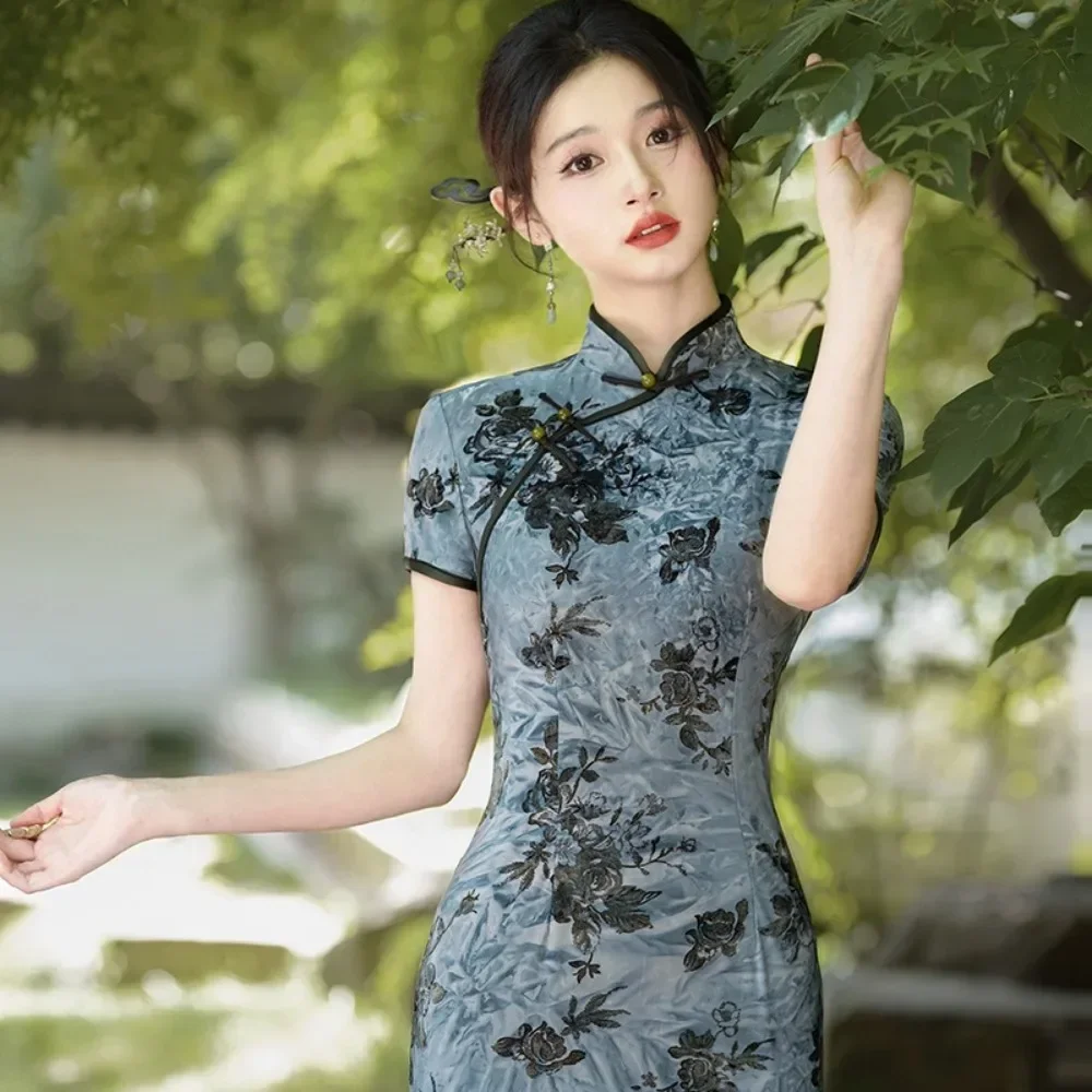 Ethnische Stil Mode Kleidung Vintage Kleid für Frauen Kleidung Streetwear Traditionelle chinesische Kleidung Cheongsams Chinesisches Qipao